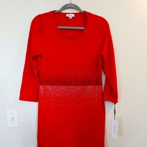 Sweater dress with black and silver crystals